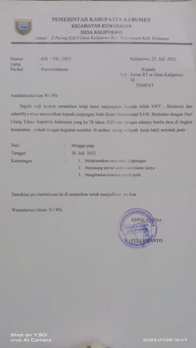 Surat Himbauan Kepala Desa