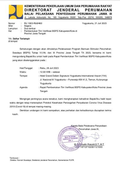 Rapat Pembentukan Tim Verifikasi BSPS Kabupaten/Kota Provinsi Jawa Tengah      